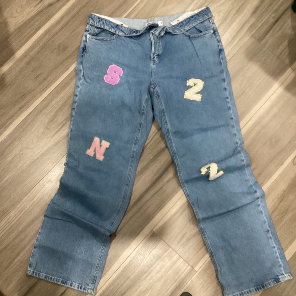 GARAGE DENIM Folded Waistband Straight Jean